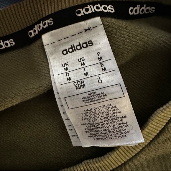 Adidas Men’s Crewneck Sweatshirt Olive Green Size M 3-Stripes Pullover - Picture 10 of 11